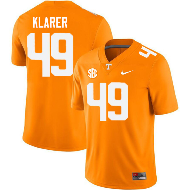 Rudy Klarer Tennessee Jersey,Tennessee Volunteers #49 Rudy Klarer College Jersey,Uniforms-Orange